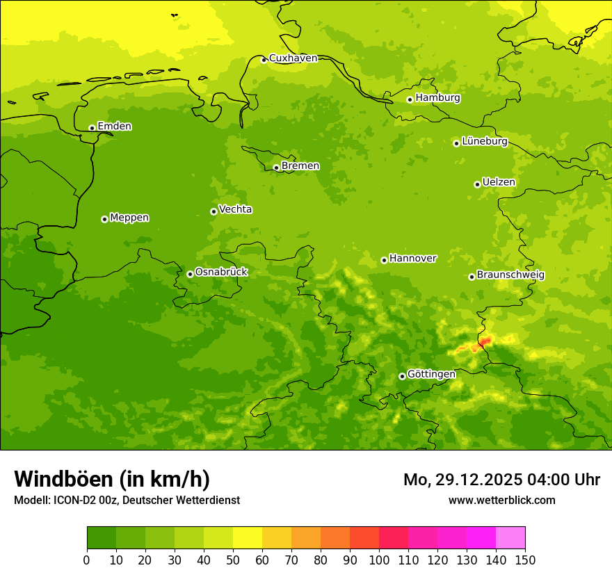 Modellkarten Windgeschwindigkeit