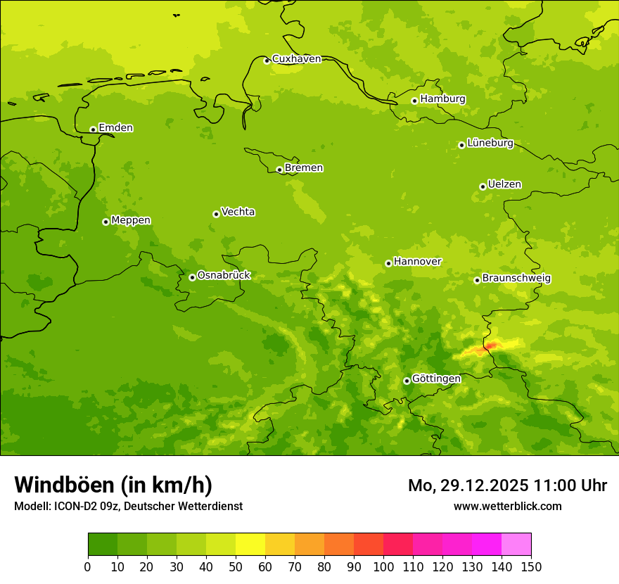 Modellkarten Windgeschwindigkeit