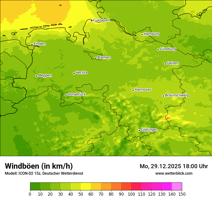 Modellkarten Windgeschwindigkeit