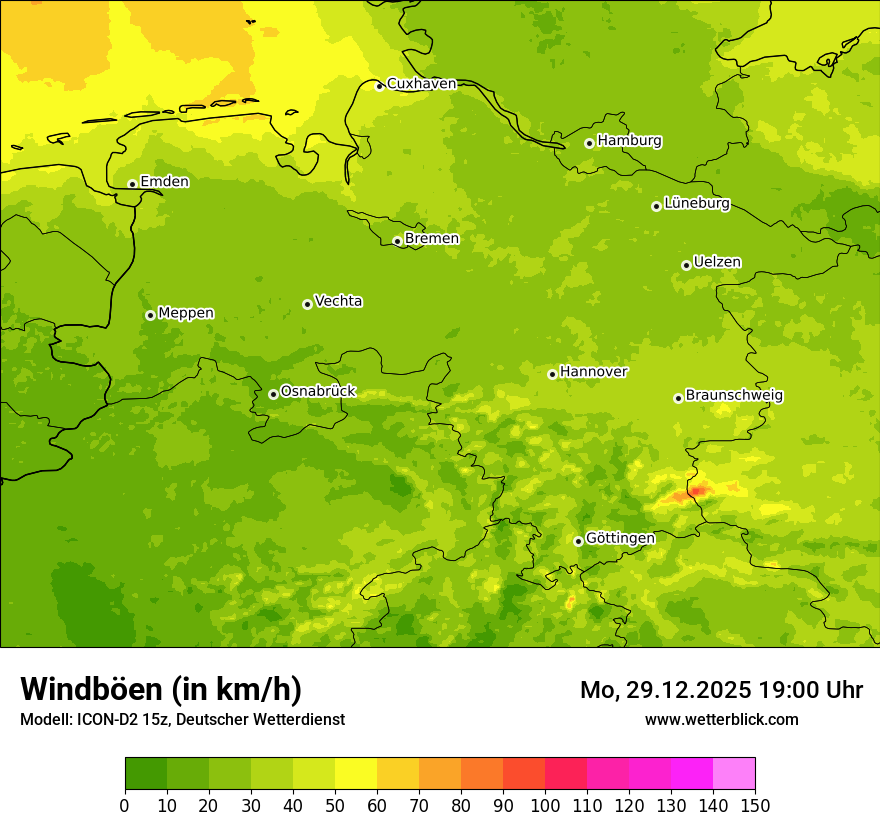 Modellkarten Windgeschwindigkeit