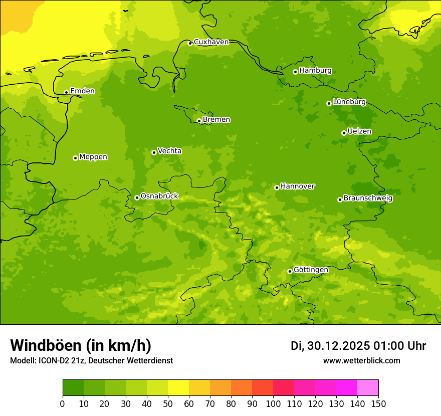 Modellkarten Windgeschwindigkeit