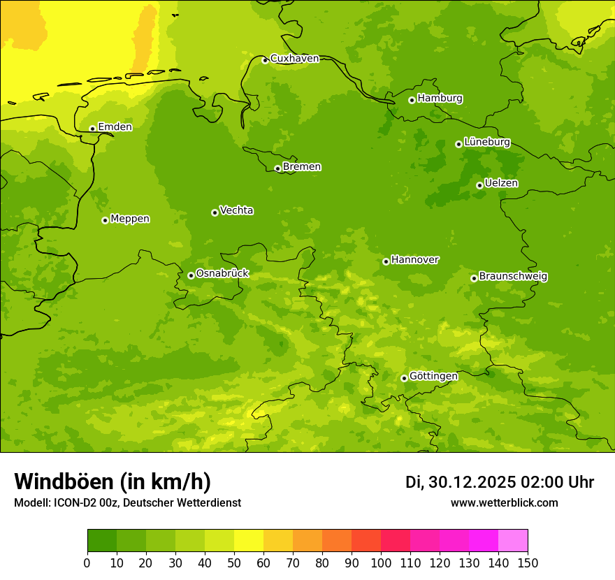 Modellkarten Windgeschwindigkeit