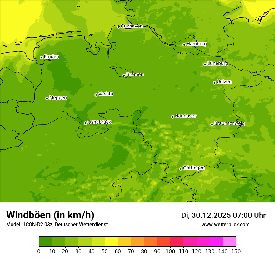 Modellkarten Windgeschwindigkeit