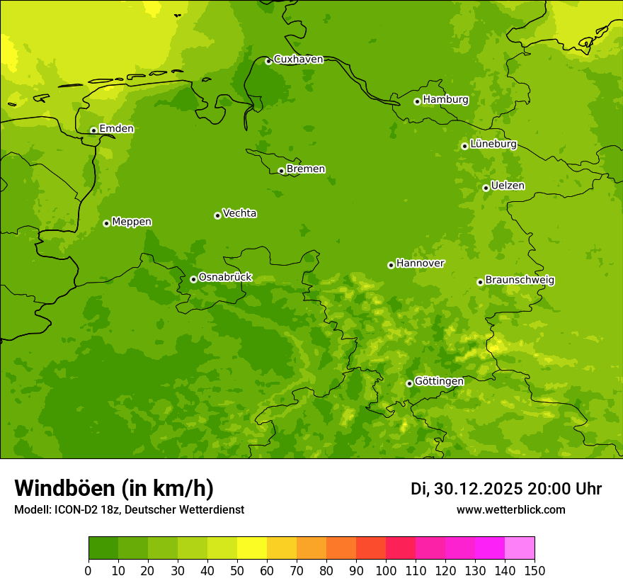 Modellkarten Windgeschwindigkeit