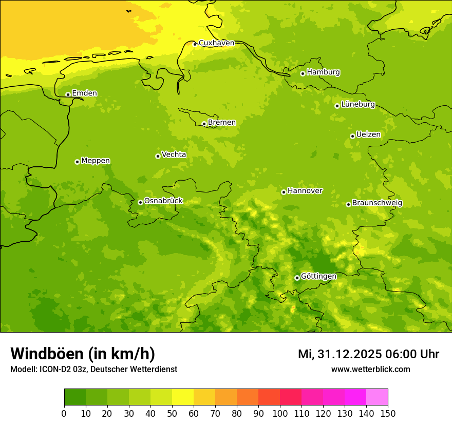 Modellkarten Windgeschwindigkeit