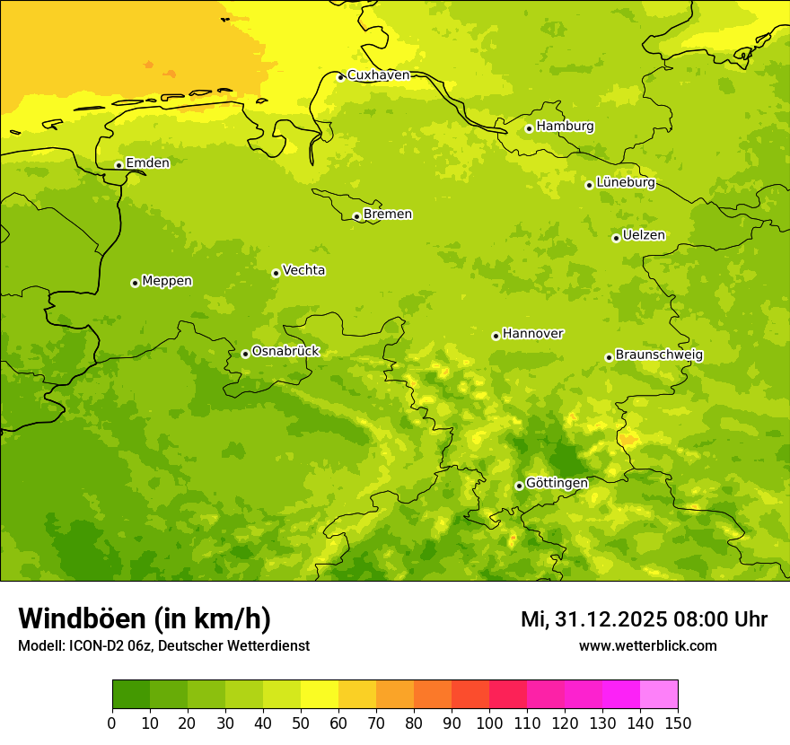 Modellkarten Windgeschwindigkeit