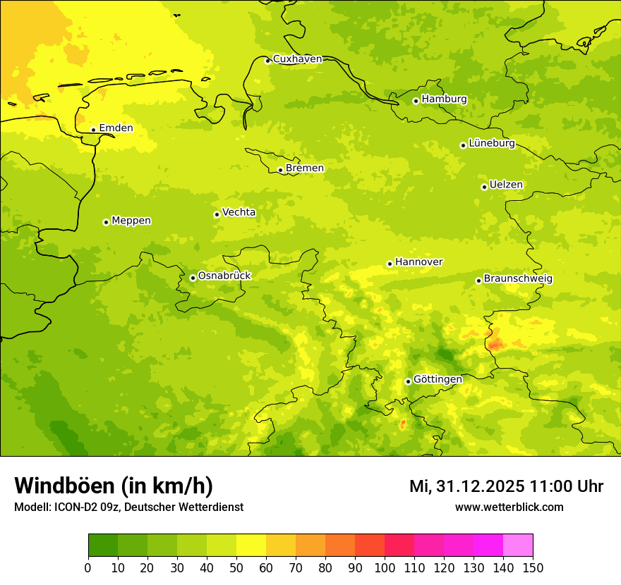 Modellkarten Windgeschwindigkeit