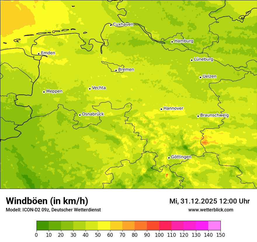 Modellkarten Windgeschwindigkeit