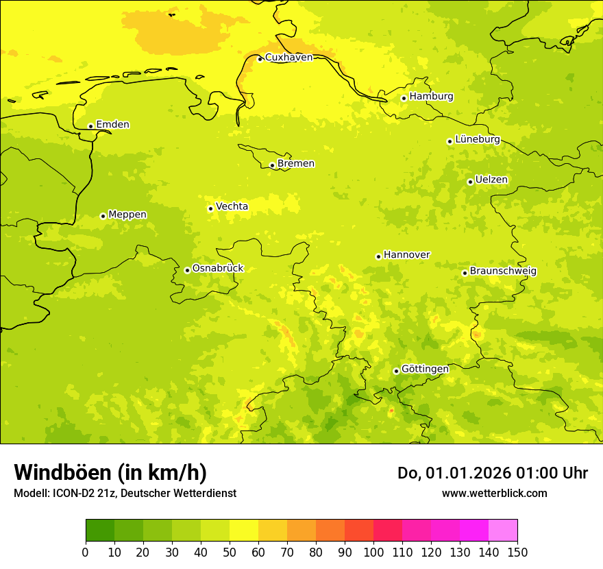 Modellkarten Windgeschwindigkeit