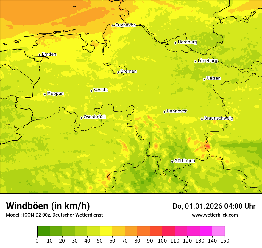 Modellkarten Windgeschwindigkeit