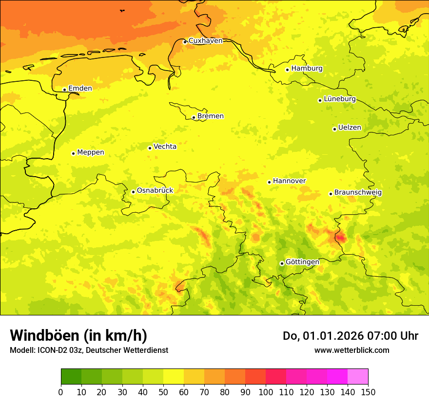 Modellkarten Windgeschwindigkeit