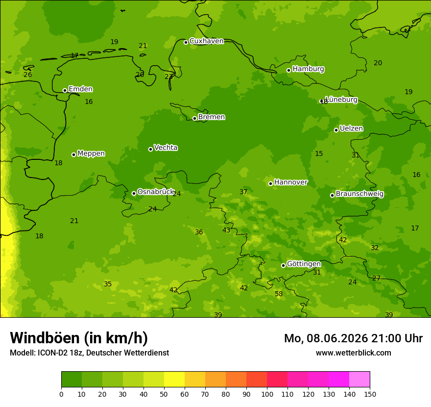 Maximale Windböen
