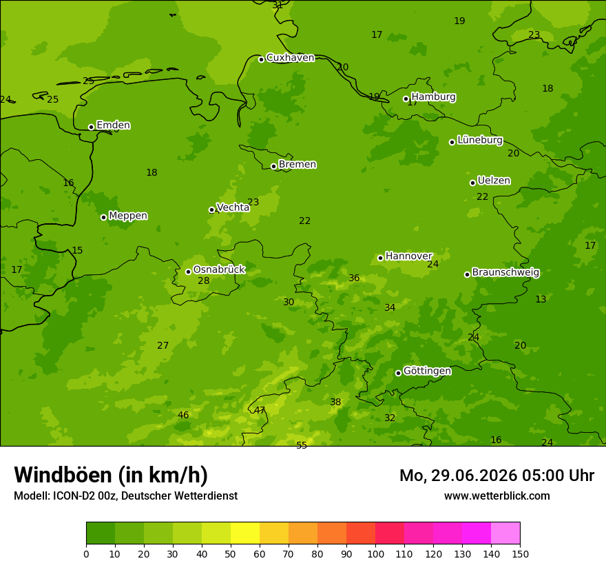 Maximale Windböen