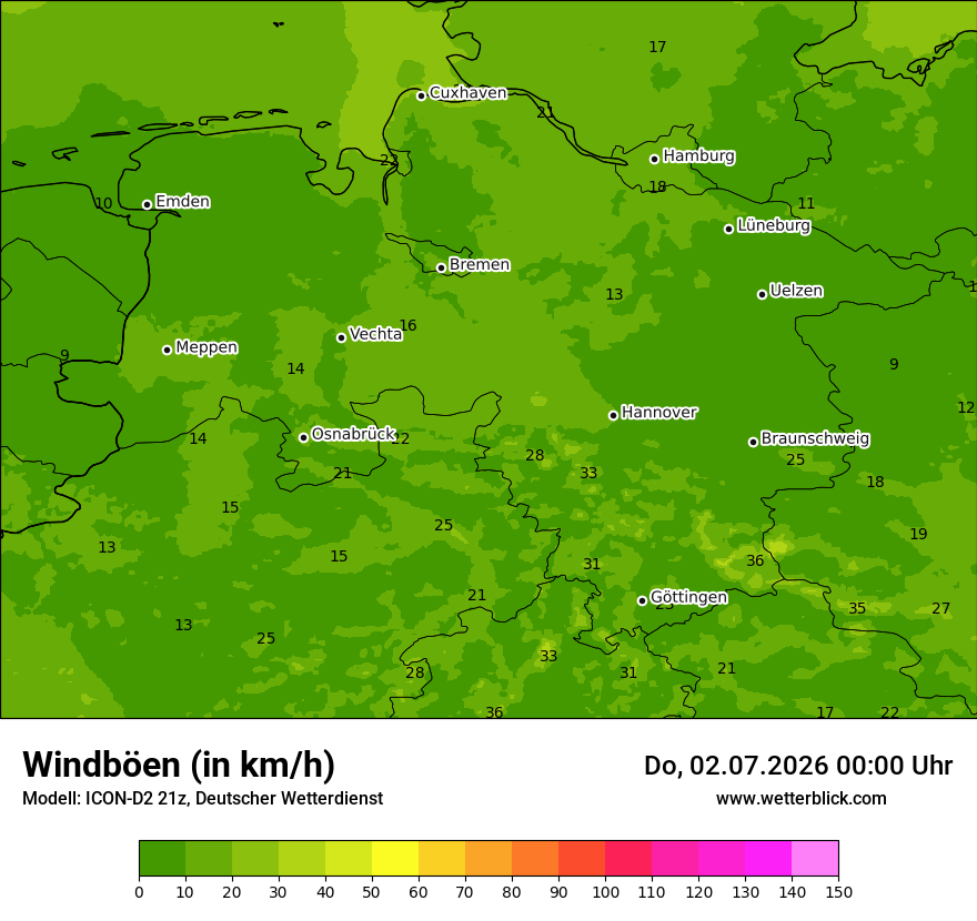 Maximale Windböen