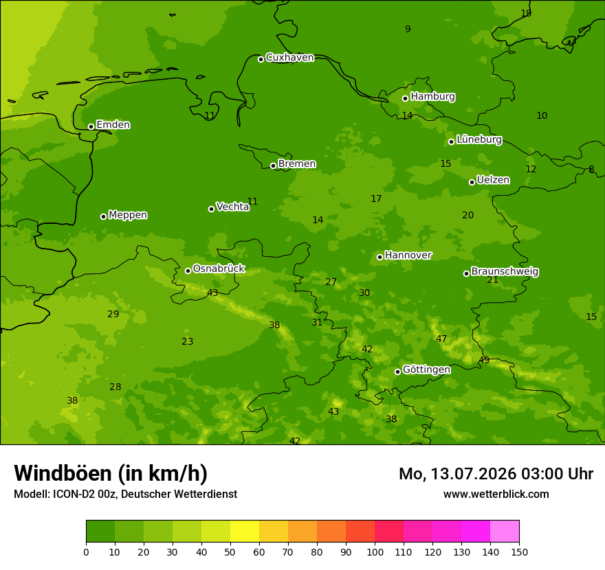 Maximale Windböen