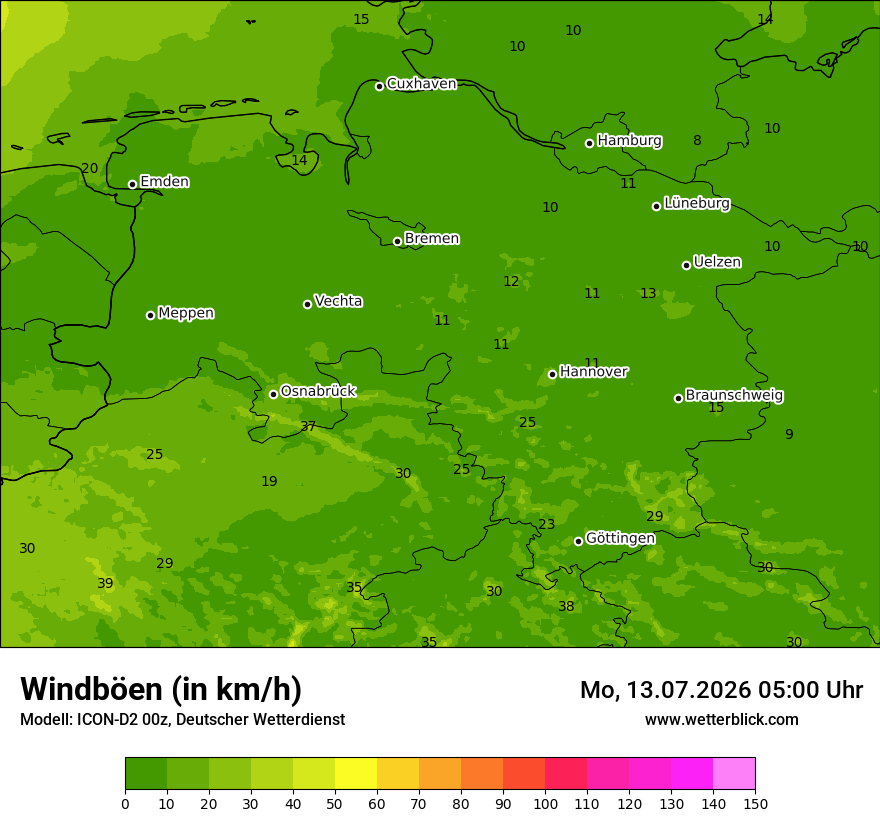 Maximale Windböen