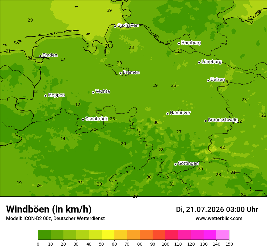 Maximale Windböen