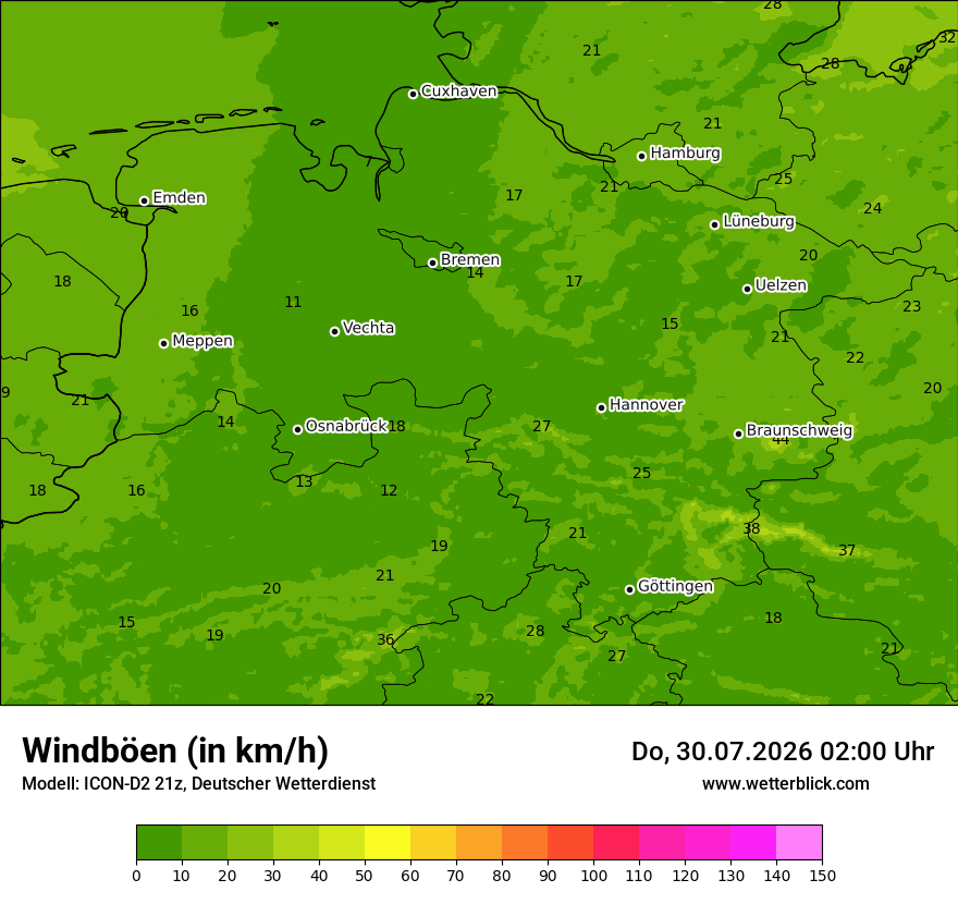 Maximale Windböen