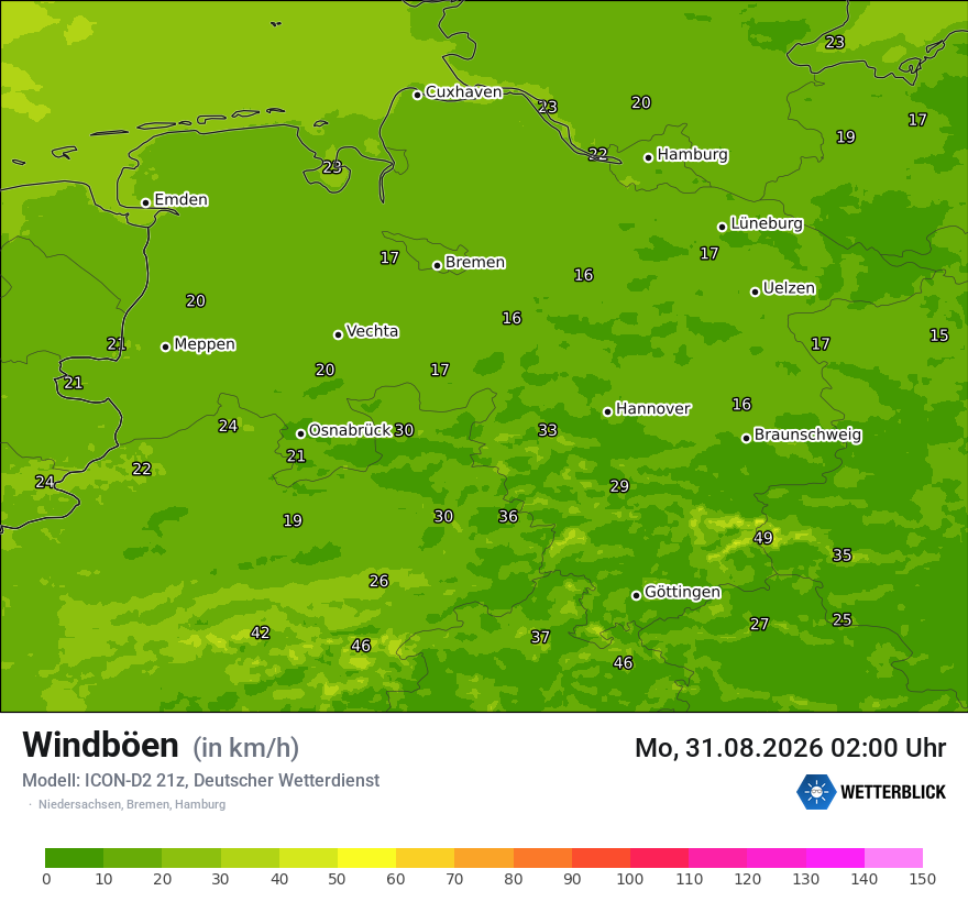 Maximale Windböen
