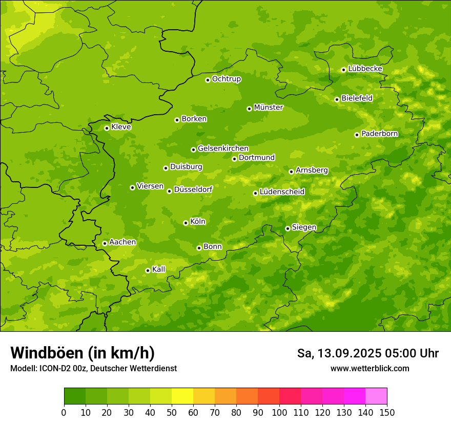 Modellkarten Windgeschwindigkeit
