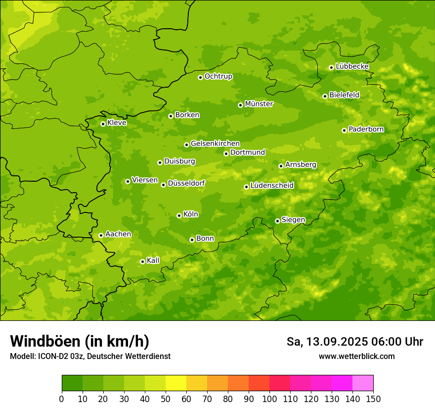 Modellkarten Windgeschwindigkeit