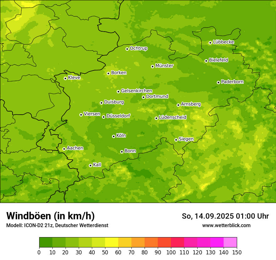 Modellkarten Windgeschwindigkeit