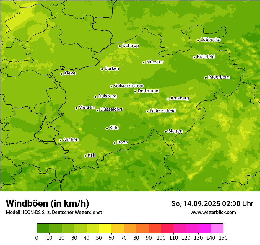Modellkarten Windgeschwindigkeit
