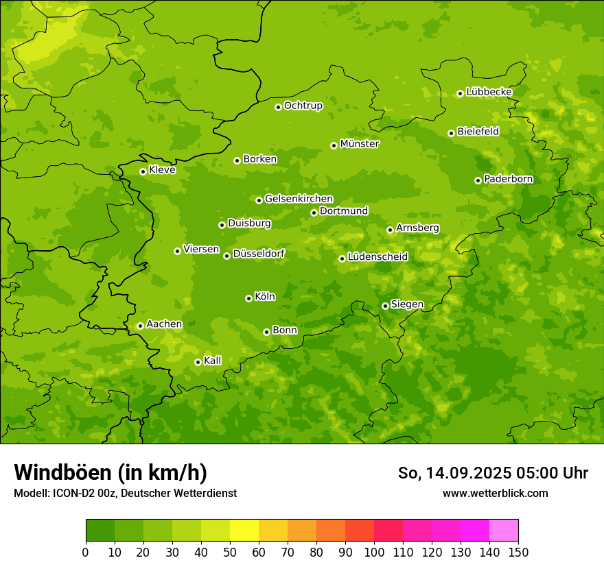 Modellkarten Windgeschwindigkeit