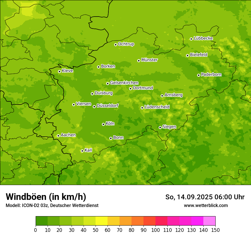 Modellkarten Windgeschwindigkeit