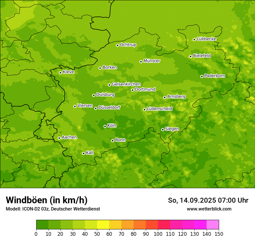 Modellkarten Windgeschwindigkeit