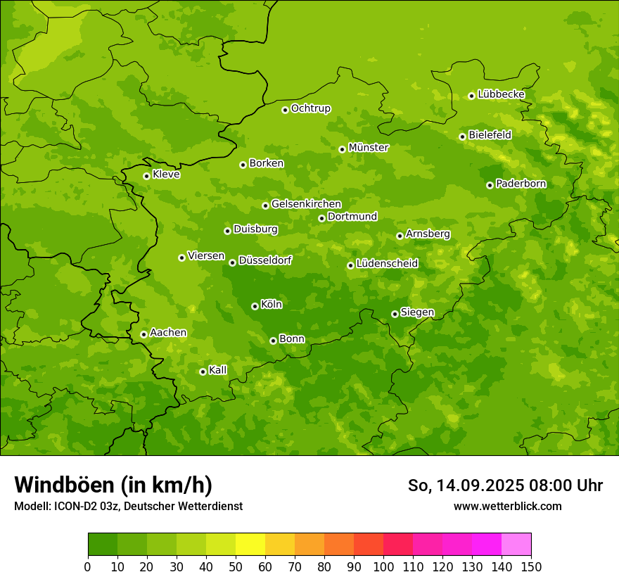 Modellkarten Windgeschwindigkeit