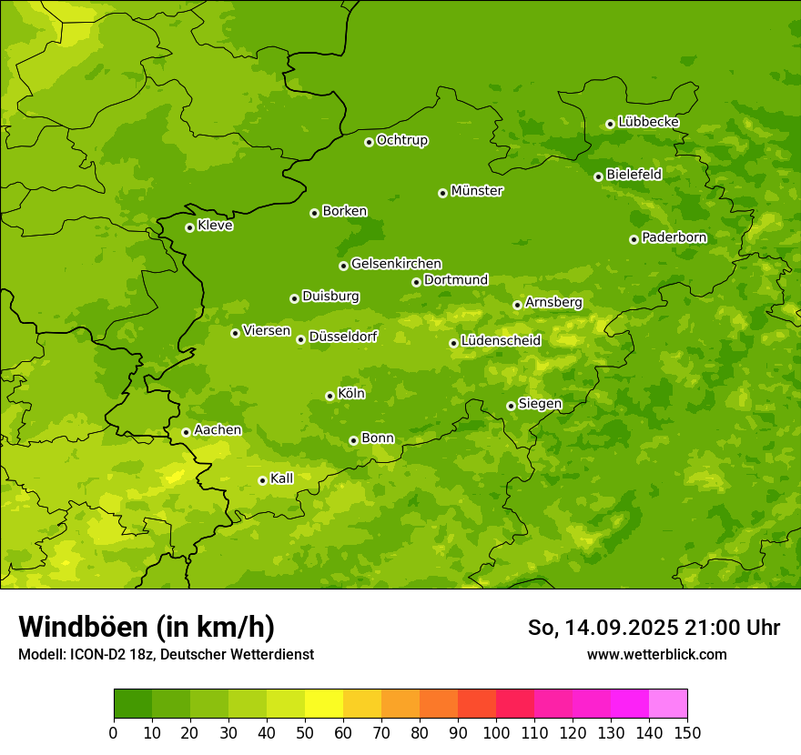 Modellkarten Windgeschwindigkeit