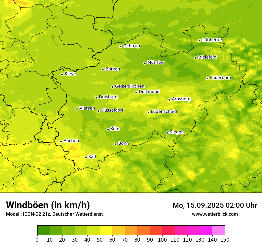 Modellkarten Windgeschwindigkeit