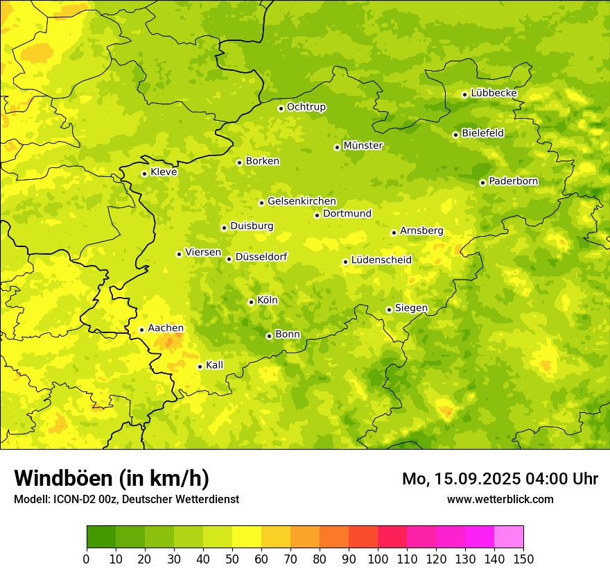 Modellkarten Windgeschwindigkeit