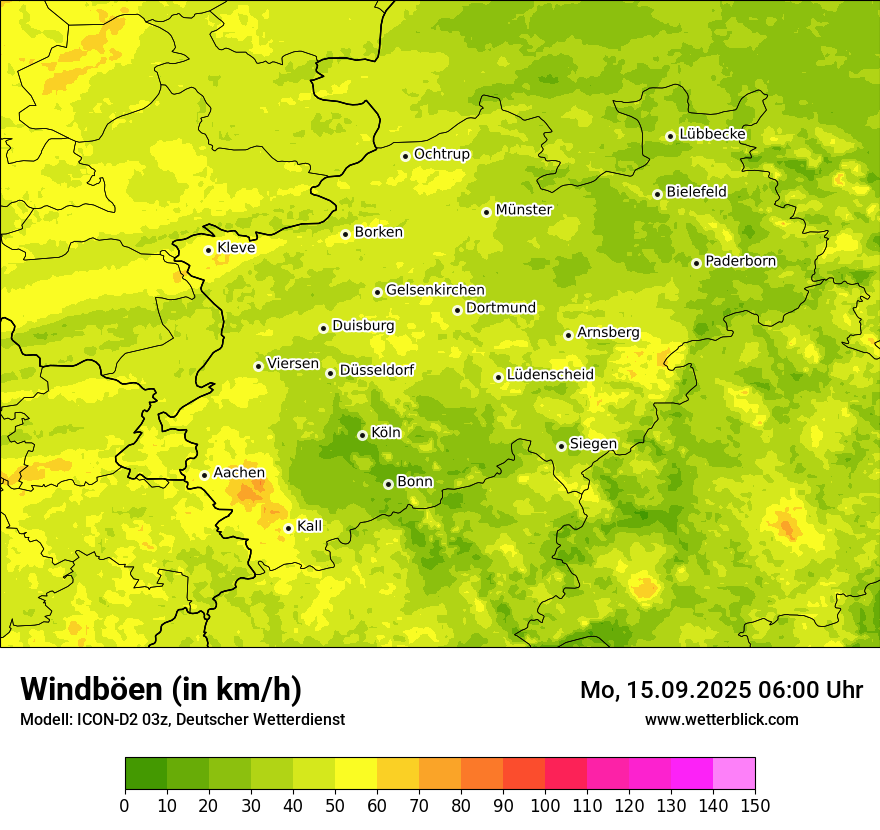 Modellkarten Windgeschwindigkeit