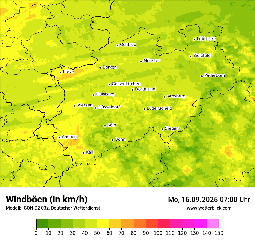 Modellkarten Windgeschwindigkeit