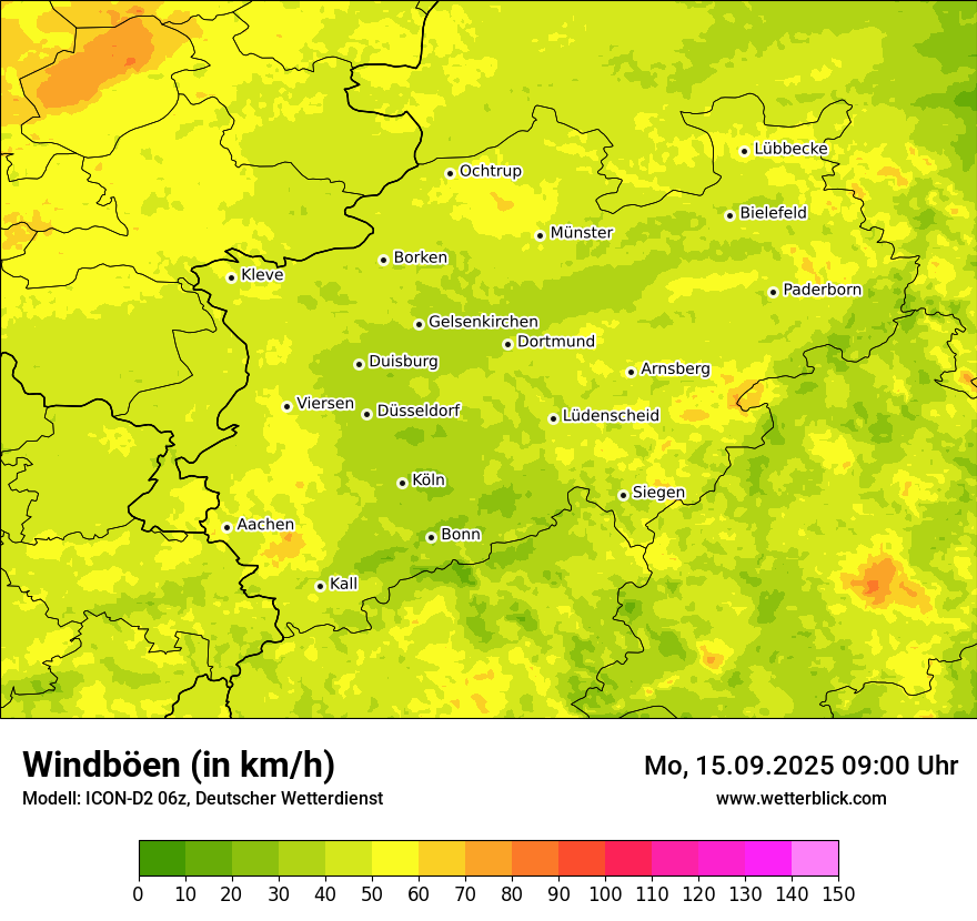 Modellkarten Windgeschwindigkeit