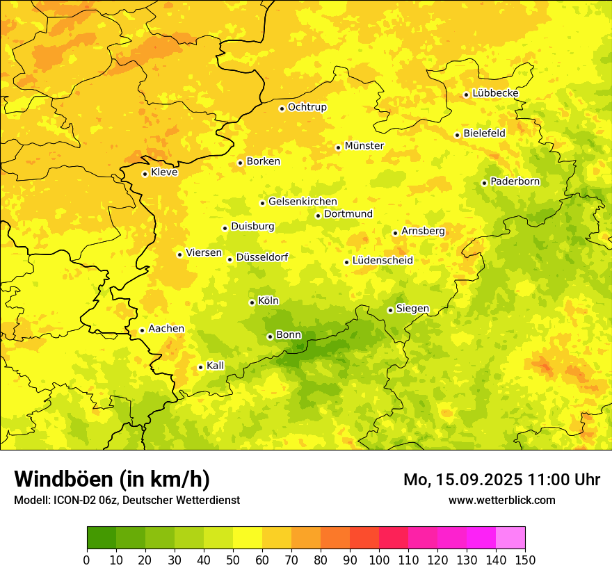 Modellkarten Windgeschwindigkeit