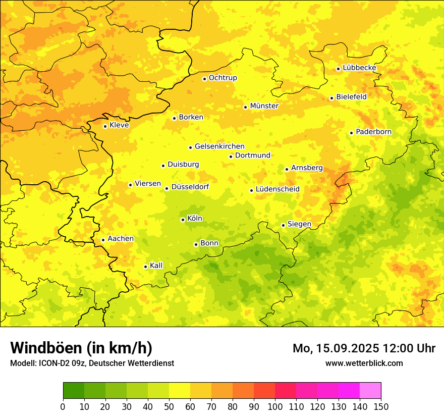 Modellkarten Windgeschwindigkeit