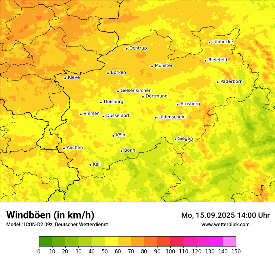 Modellkarten Windgeschwindigkeit