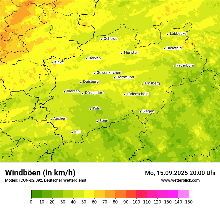 Modellkarten Windgeschwindigkeit