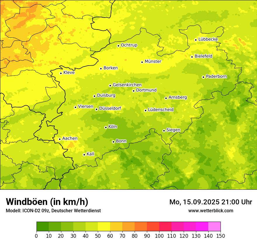 Modellkarten Windgeschwindigkeit