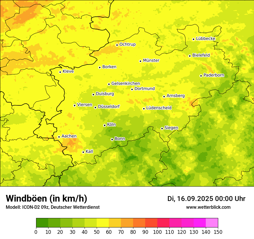 Modellkarten Windgeschwindigkeit