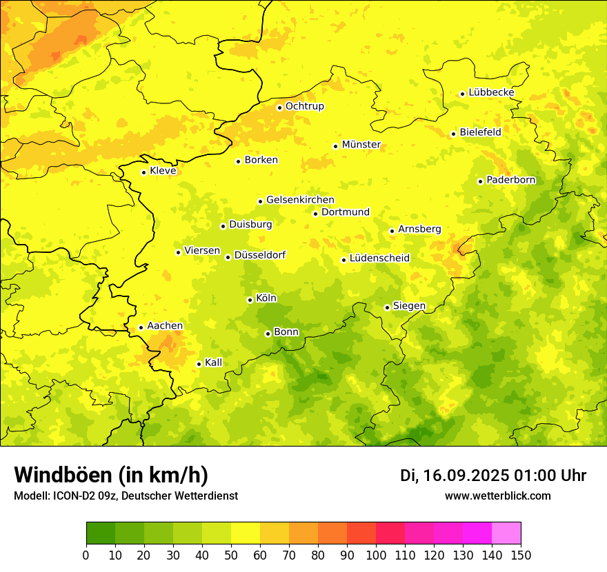 Modellkarten Windgeschwindigkeit
