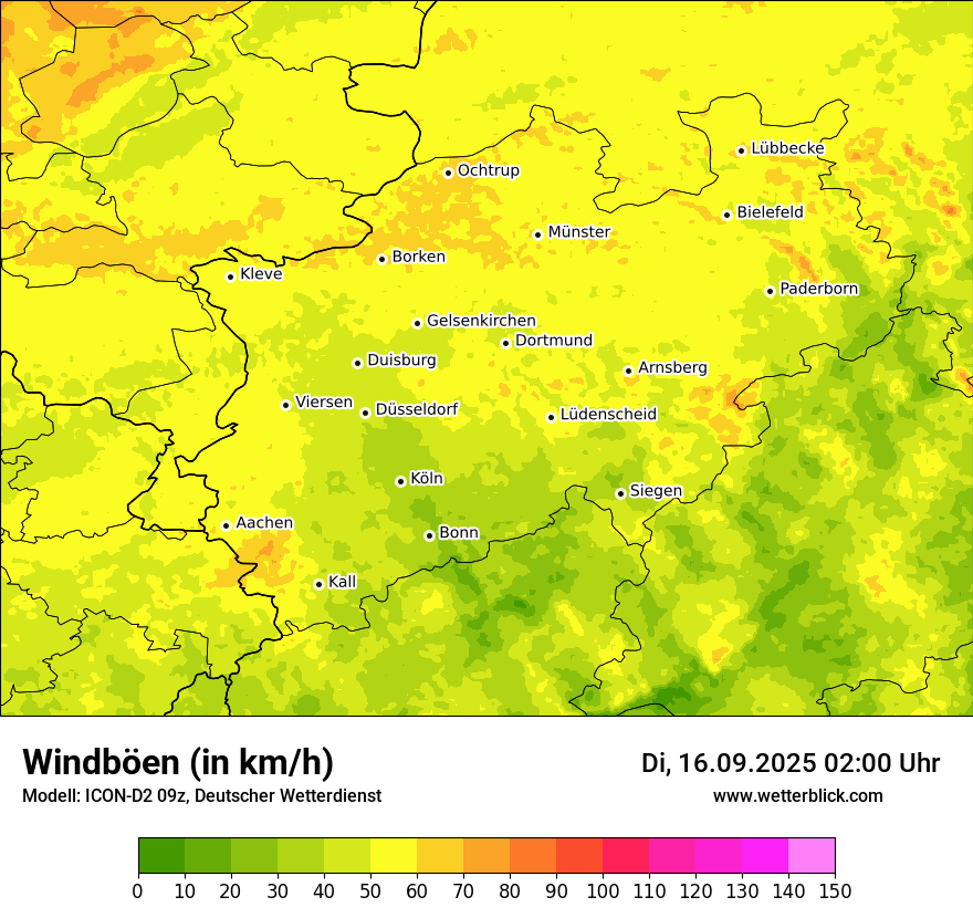Modellkarten Windgeschwindigkeit