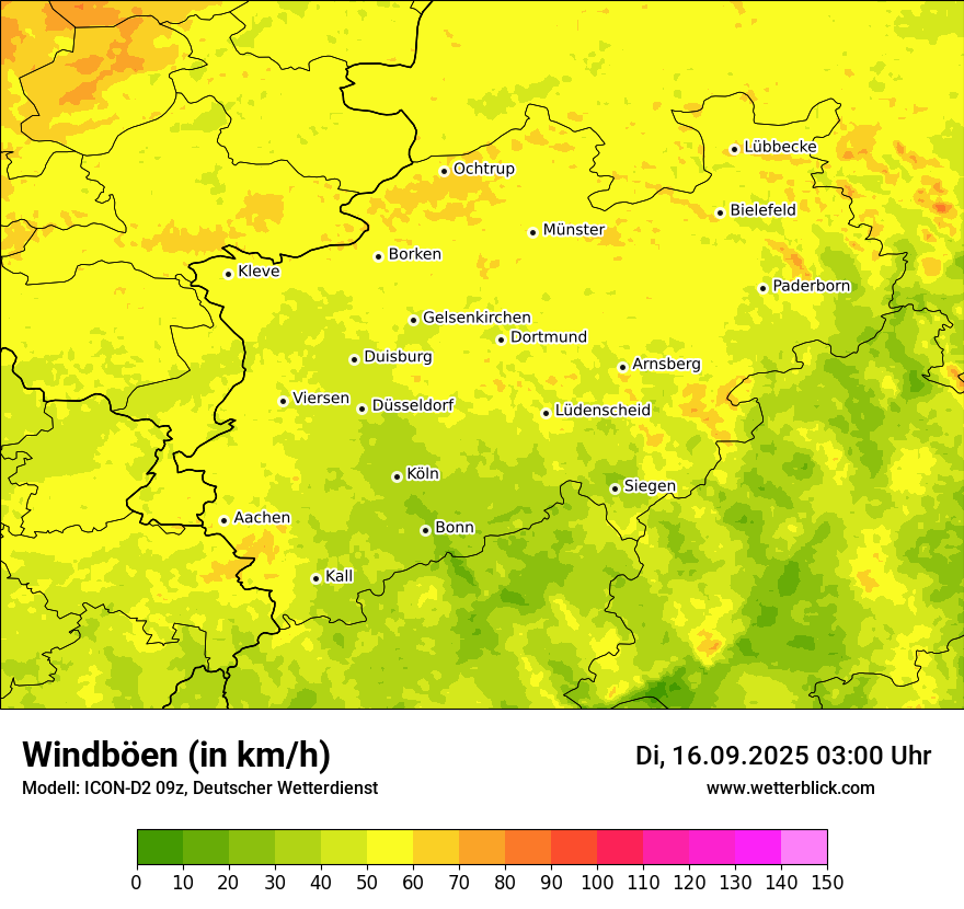 Modellkarten Windgeschwindigkeit