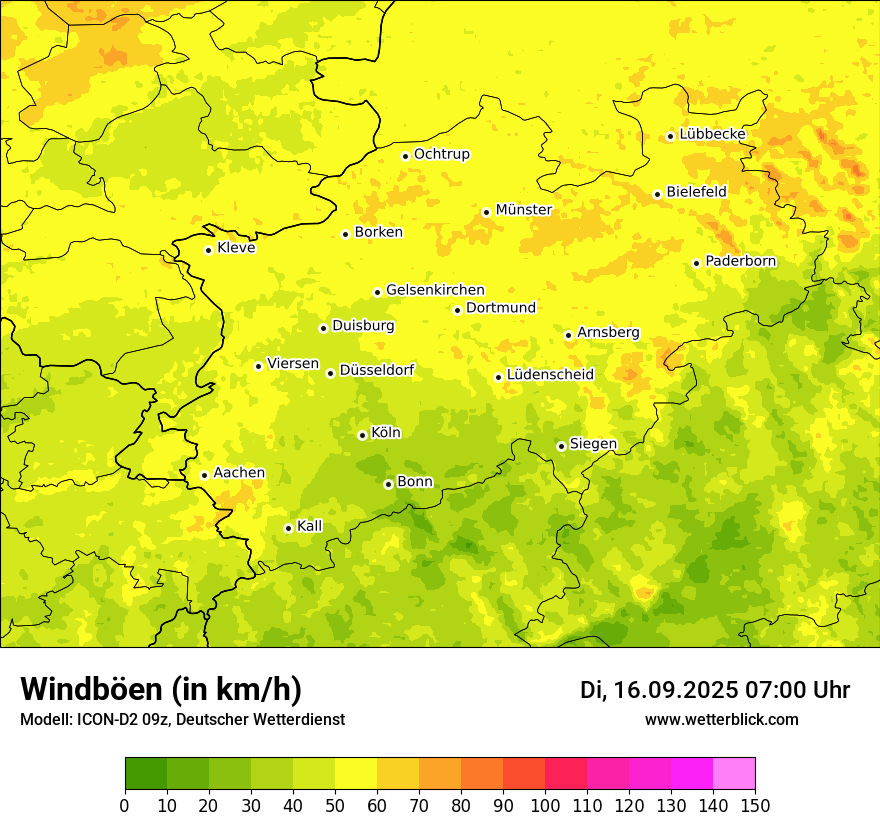Modellkarten Windgeschwindigkeit