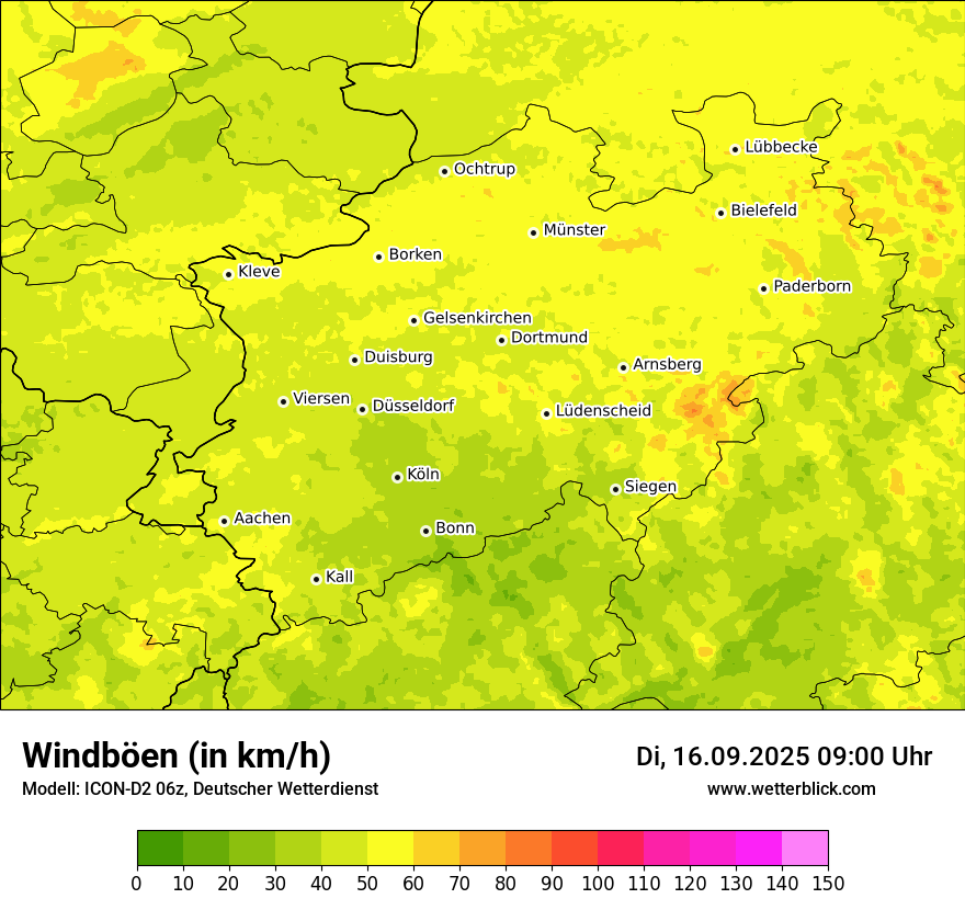 Modellkarten Windgeschwindigkeit