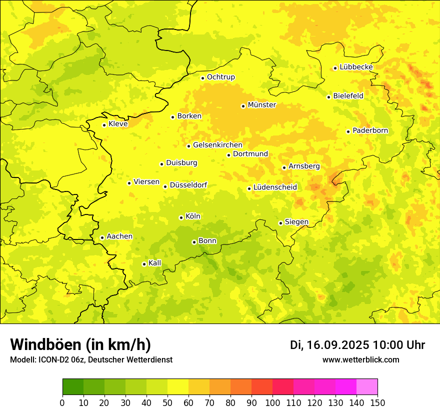 Modellkarten Windgeschwindigkeit