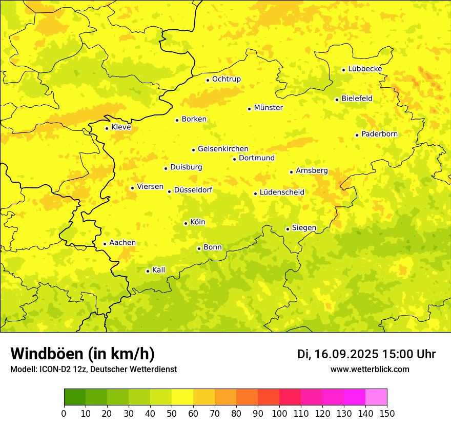Modellkarten Windgeschwindigkeit